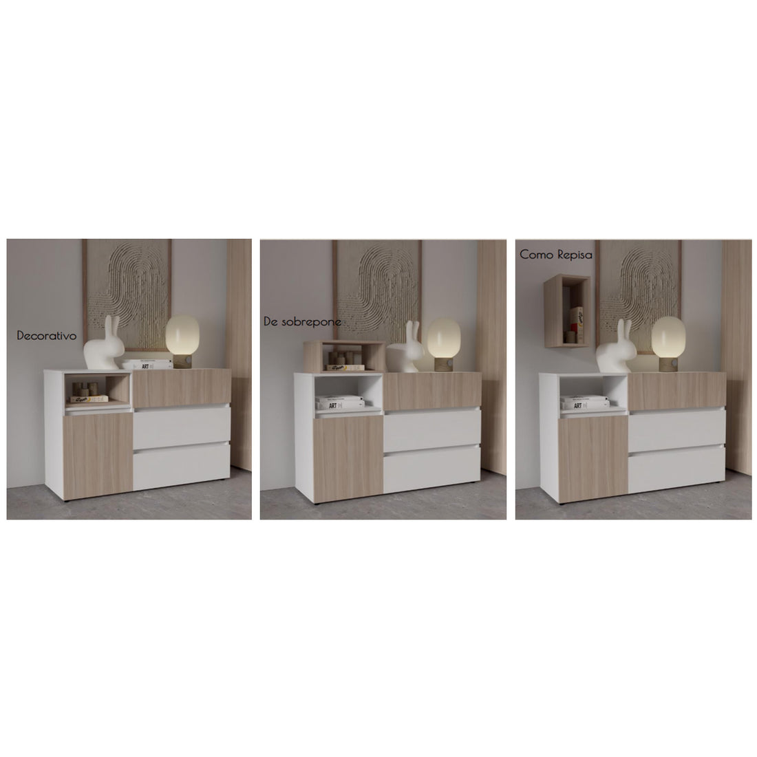 Cómoda 3 Gavetas + 1 Puerta